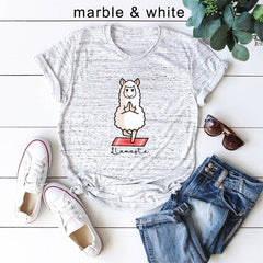 Summer Cotton T Shirt Women Plus Size 5XL White Tops Cute Cartoon Leisure Yoga Sheep Graphic Tees