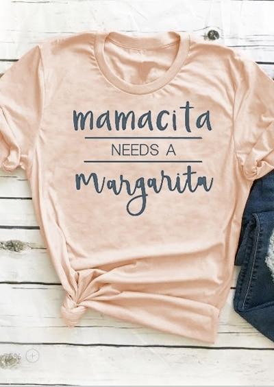 Fashion Women T-Shirt 2019 Summer Casual Short Sleeve t shirt Mamacita Needs A Margarita Letter Print T-Shirt Lady Top Tee