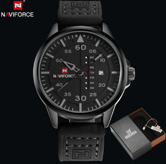 NAVIFORCE Men's Leather Army Military Quartz Watches