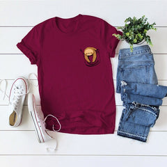 T Shirt Women Funny cute Pocket Sloth Print T-shirt Summer Tops Plus Size 5XL