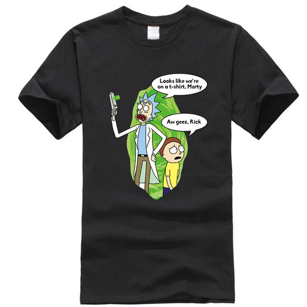 Men's high quality T-shirt Short Sleeve Cotton Crewneck Loose Rick And Morty Printed Men Tshirt