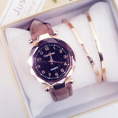 Quartz Wristwatches Fashion Starry Sky Women Watches  Leather Ladies Bracelet Watch