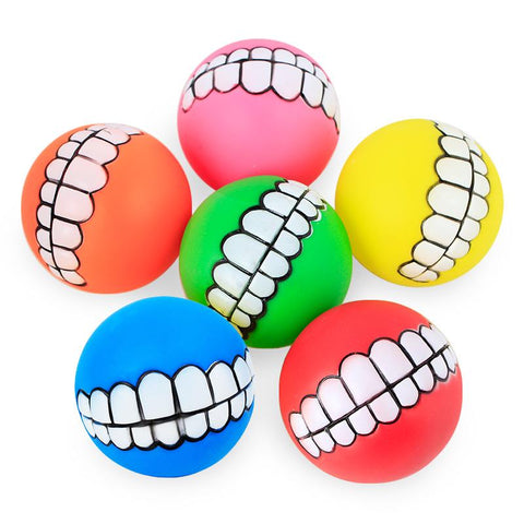 Funny Pets Dog Puppy Cat Ball Teeth Toy PVC Chew Sound Dogs Play Fetching Squeak Toys