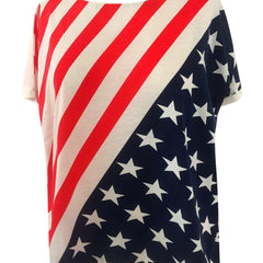 Women's Plus Size Casual T shirts American Flag Printed Sexy Round Neck T Shirt Top Summer Steetwear tee shirt