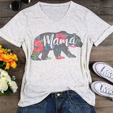 Mama Bear Print Harajuku T-Shirt Women's Summer Casual Tops