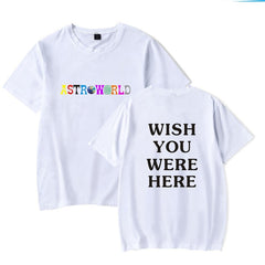 Travis Scotts ASTROWORLD Harajuku T-Shirts WISH YOU WERE HERE Letter Print Tees Tops
