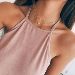 Necklace for Women Heart shape Double Chain Gold Sliver Jewelry Necklaces Ladies Gift Valentine Day Present