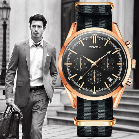 SINOBI Men's Golden Business Wrist Watches 007 Series