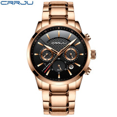 CRRJU Men Watch 30m Waterproof Mens Watches, Top Brand Luxury Steel Watch Chronograph Male Clock Saat relojes hombre