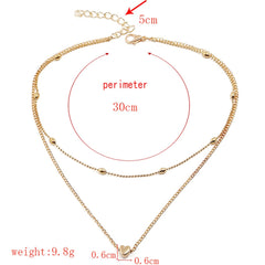 Necklace for Women Heart shape Double Chain Gold Sliver Jewelry Necklaces Ladies Gift Valentine Day Present