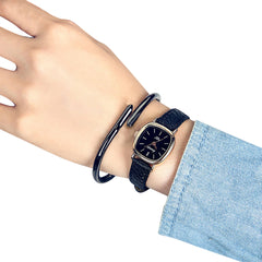 Vintage Square Thin Faux Leather Band Unisex Quartz Analog Couple Wrist Watch