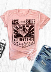 T Shirt Women Short Sleeve Rise And Shine Mother Cluckers Print T Shirt Casual Female Pink t shirt Ladies Tops