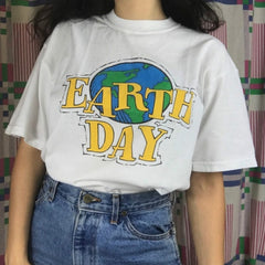 Earth Day 90s Aesthetic Women Girl's T shirt Tumblr Fashion Street Style Plus size Summer Cotton Cute Tops&Tees