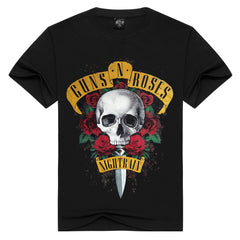 Men's T-shirts GUNS N ROSE NIGHTRIAN t shirt men mans tshirt summer cotton black t-shirt punk skull rose design