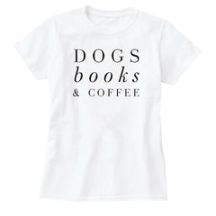 Clothing O-Neck Stylish TeeDogs Books & Coffee T-Shirt Tumblr Letter Dog Harajuku Coffee Lovers Camisetas Tops