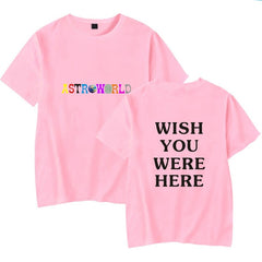Travis Scotts ASTROWORLD Harajuku T-Shirts WISH YOU WERE HERE Letter Print Tees Tops