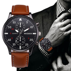 Retro Design Leather Band Watches Men Top Brand Relogio Masculino Mens Sports Clock Analog Quartz Wrist Watches