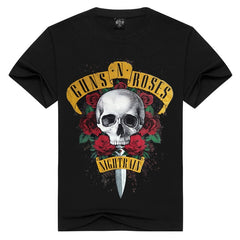 Men's T-shirts GUNS N ROSE NIGHTRIAN t shirt men mans tshirt summer cotton black t-shirt punk skull rose design