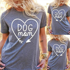 Dog Mom T Shirt for Animal Lovers T-Shirts Short Sleeve Lady Top Shirts Women Tops Tees