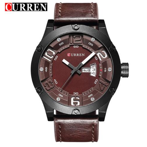 CURREN Leather strap Men Sports Watches Quartz Clock 8251