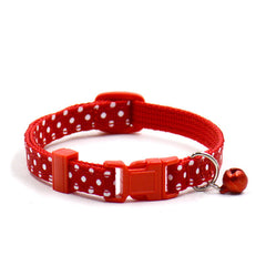 1Pc Adjustable Dot Printed Little Dog Collars Cat Puppy Pets Supplies With Bell 6 Colors
