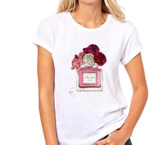 T-shirt Woman Paris Perfume Bottle Sunflower T Shirt Casual Hipster T Shirt Summer Clothes For Women
