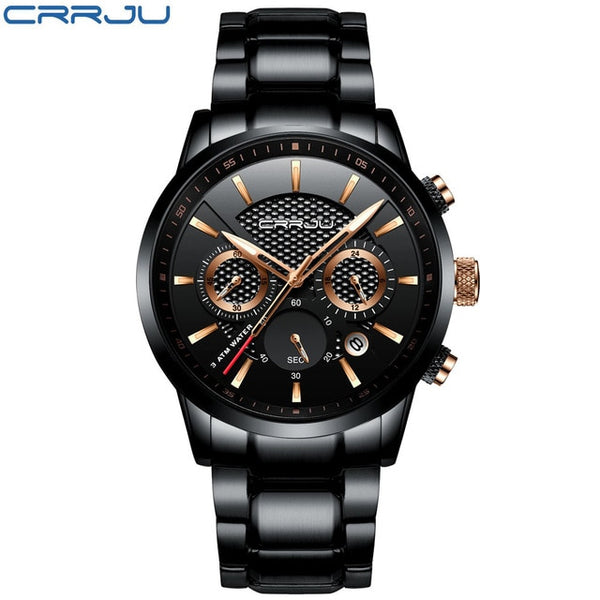 CRRJU Men Watch 30m Waterproof Mens Watches, Top Brand Luxury Steel Watch Chronograph Male Clock Saat relojes hombre