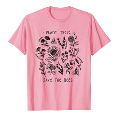 Plant These Harajuku Tshirt Women Causal Save The Bees T-shirt Cotton Wildflower Graphic Tees Woman Unisex Clothes