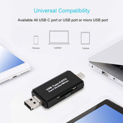 SD Card Reader USB C Card Reader 3 In 1 USB 2.0 TF/Mirco SD Smart Memory Card Reader Type C OTG Flash Drive Cardreader Adapter