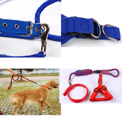 Durable Dog Collar Leash Strap Training Pet Leash Rope Chest Strap For Puppy Pet(12-25LB), BlueA