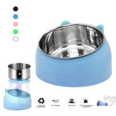 Pet Cat Bowl Stainless Steel 15 Degrees Tilted Safeguard Neck Dog Cat Feeder Pet Food Water Feeding Bowl For Puppy Cat  Supplies
