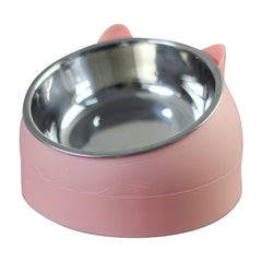 Pet Cat Bowl Stainless Steel 15 Degrees Tilted Safeguard Neck Dog Cat Feeder Pet Food Water Feeding Bowl For Puppy Cat  Supplies